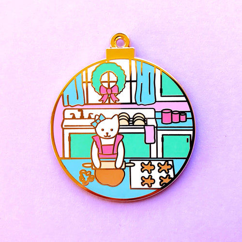 Gingerbread baker cat enamel pin